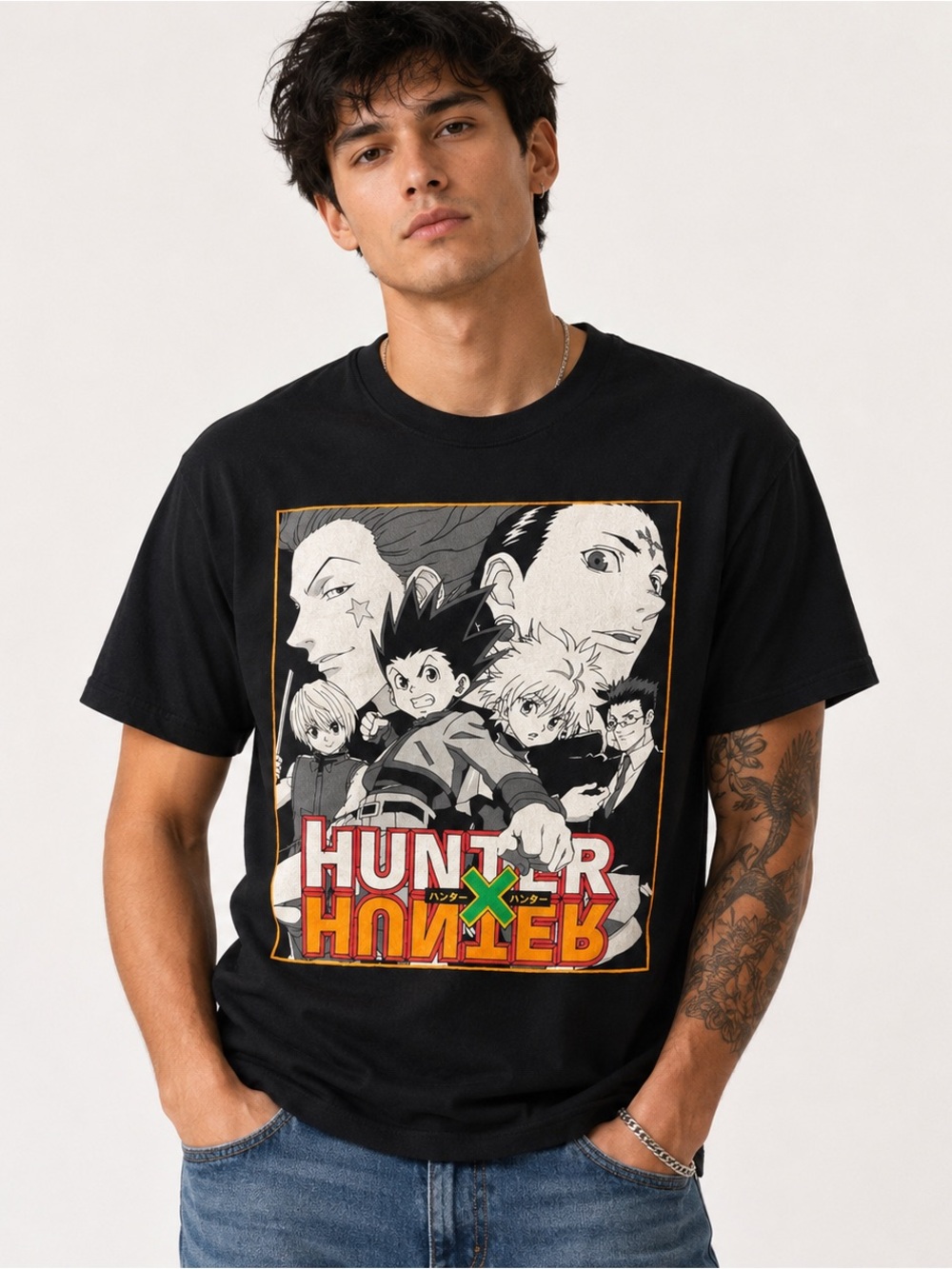 Hunter x Hunter Anime Graphic T-Shirt Black Manga Short Sleeve Men's Small S